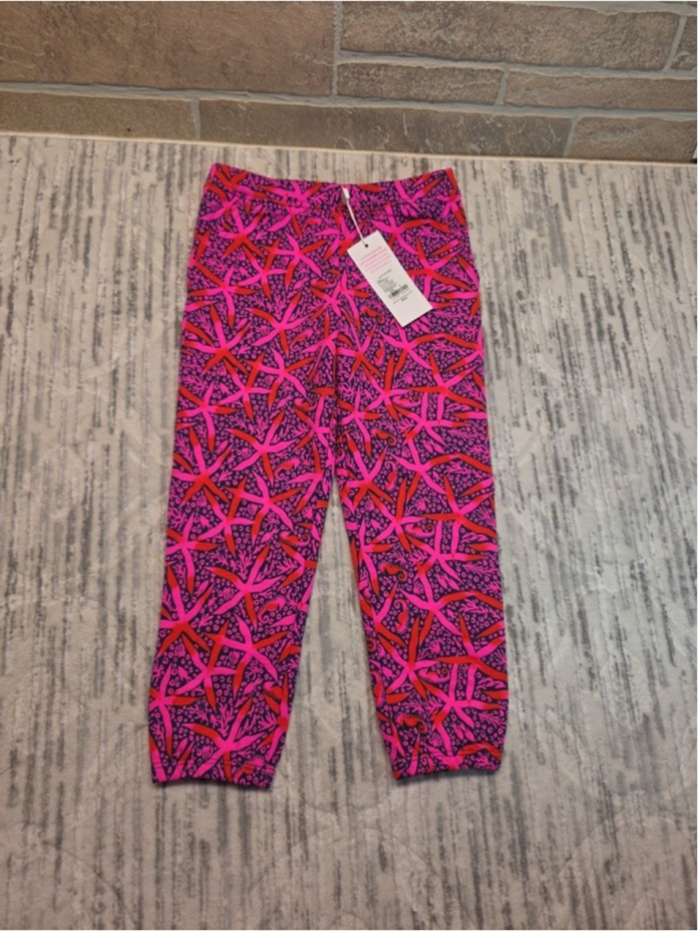 Lilly Pulitzer Mini Mallie Terry Pant in Passion Fruit Kids S (4/5T) New $58